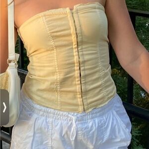 Free People Yellow Strapless Top